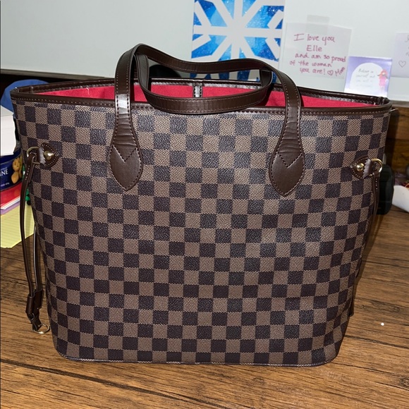 Amazon Elegant Checkered Tote Bag in Brown- OS - Picture 3 of 9